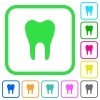 Single tooth vivid colored flat icons in curved borders on white background - Single tooth vivid colored flat icons