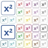 Math exponentiation color flat icons in rounded square frames. Thin and thick versions included. - Math exponentiation outlined flat color icons