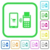 Mobile payment vivid colored flat icons - Mobile payment vivid colored flat icons in curved borders on white background