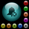 Cancel reminder icons in color illuminated spherical glass buttons on black background. Can be used to black or dark templates - Cancel reminder icons in color illuminated glass buttons