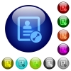 Extend contact icons on round color glass buttons - Extend contact color glass buttons