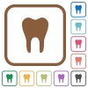 Single tooth simple icons - Single tooth simple icons in color rounded square frames on white background