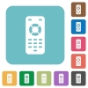 Remote control white flat icons on color rounded square backgrounds - Remote control rounded square flat icons