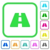 Road vivid colored flat icons - Road vivid colored flat icons in curved borders on white background