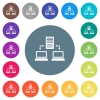 Multiple connections to mail server flat white icons on round color backgrounds. 17 background color variations are included. - Multiple connections to mail server flat white icons on round color backgrounds - Small thumbnail