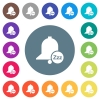 Reminder snooze flat white icons on round color backgrounds. 17 background color variations are included. - Reminder snooze flat white icons on round color backgrounds