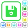 Protected file vivid colored flat icons in curved borders on white background - Protected file vivid colored flat icons