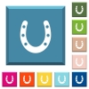 Horseshoe white icons on edged square buttons in various trendy colors - Horseshoe white icons on edged square buttons