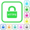 Secure http protocol vivid colored flat icons in curved borders on white background - Secure http protocol vivid colored flat icons