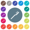 Toothbrush flat white icons on round color backgrounds. 17 background color variations are included. - Toothbrush flat white icons on round color backgrounds