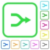 Merge arrows vivid colored flat icons in curved borders on white background - Merge arrows vivid colored flat icons