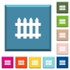 Fence white icons on edged square buttons in various trendy colors - Fence white icons on edged square buttons
