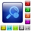 Search details icons in rounded square color glossy button set - Search details color square buttons