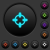 Target dark push buttons with vivid color icons on dark grey background - Target dark push buttons with color icons