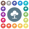 Leafy tree flat white icons on round color backgrounds. 17 background color variations are included. - Leafy tree flat white icons on round color backgrounds - Small thumbnail