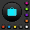 Suitcase dark push buttons with vivid color icons on dark grey background - Suitcase dark push buttons with color icons