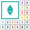 Ethereum classic digital cryptocurrency flat color icons with quadrant frames - Ethereum classic digital cryptocurrency flat color icons with quadrant frames on white background