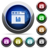 Browser save round glossy buttons - Browser save icons in round glossy buttons with steel frames