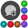 Post blog comment icons with shadows on round backgrounds - Post blog comment icons with shadows on color round backgrounds for material design
