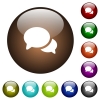 Discussion white icons on round color glass buttons - Discussion color glass buttons