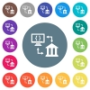 Open banking API flat white icons on round color backgrounds - Open banking API flat white icons on round color backgrounds. 17 background color variations are included.