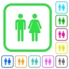 Male and female sign vivid colored flat icons - Male and female sign vivid colored flat icons in curved borders on white background