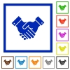 Partnership flat color icons in square frames on white background - Partnership flat framed icons