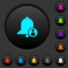 User reminder dark push buttons with vivid color icons on dark grey background - User reminder dark push buttons with color icons