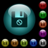 Disabled file icons in color illuminated glass buttons - Disabled file icons in color illuminated spherical glass buttons on black background. Can be used to black or dark templates