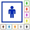 Male sign flat framed icons - Male sign flat color icons in square frames on white background