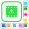 Movie warning vivid colored flat icons - Movie warning vivid colored flat icons in curved borders on white background