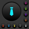 Tie dark push buttons with vivid color icons on dark grey background - Tie dark push buttons with color icons