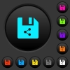 Share file dark push buttons with vivid color icons on dark grey background - Share file dark push buttons with color icons