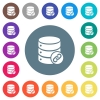 Database attachment flat white icons on round color backgrounds - Database attachment flat white icons on round color backgrounds. 17 background color variations are included.