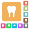 Single tooth flat icons on rounded square vivid color backgrounds. - Single tooth rounded square flat icons