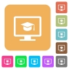Webinar on monitor rounded square flat icons - Webinar on monitor flat icons on rounded square vivid color backgrounds.