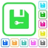 Encrypt file vivid colored flat icons - Encrypt file vivid colored flat icons in curved borders on white background