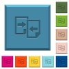 Share documents engraved icons on edged square buttons in various trendy colors - Share documents engraved icons on edged square buttons