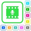 Movie voice vivid colored flat icons - Movie voice vivid colored flat icons in curved borders on white background