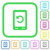 Mobile redial vivid colored flat icons in curved borders on white background - Mobile redial vivid colored flat icons