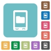 Mobile data storage rounded square flat icons - Mobile data storage white flat icons on color rounded square backgrounds