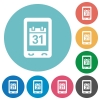 Mobile organizer flat round icons - Mobile organizer flat white icons on round color backgrounds