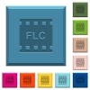 FLC movie format engraved icons on edged square buttons in various trendy colors - FLC movie format engraved icons on edged square buttons