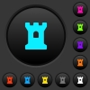 Bastion dark push buttons with vivid color icons on dark grey background - Bastion dark push buttons with color icons