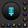 Microphone dark push buttons with vivid color icons on dark grey background - Microphone dark push buttons with color icons