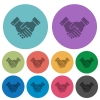 Partnership darker flat icons on color round background - Partnership color darker flat icons