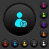 Import user data dark push buttons with color icons - Import user data dark push buttons with vivid color icons on dark grey background