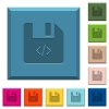 Script file engraved icons on edged square buttons - Script file engraved icons on edged square buttons in various trendy colors