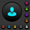 Businessman avatar dark push buttons with vivid color icons on dark grey background - Businessman avatar dark push buttons with color icons