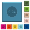 24 hours sticker engraved icons on edged square buttons in various trendy colors - 24 hours sticker engraved icons on edged square buttons